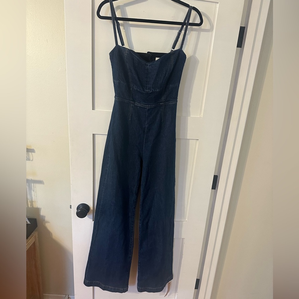 Reformation Daphne Wide Leg Denim Jumpsuit NEW